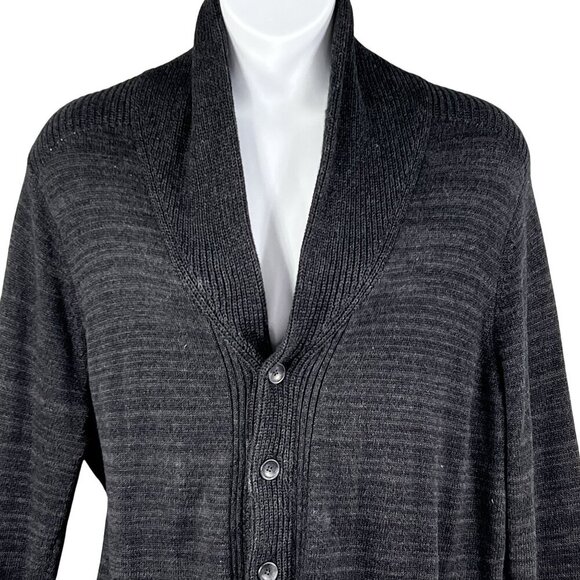 Treasure & Bond Mens XL Shawl Collar Cardigan Black Caviar Marl Quiet Luxury - Picture 3 of 16
